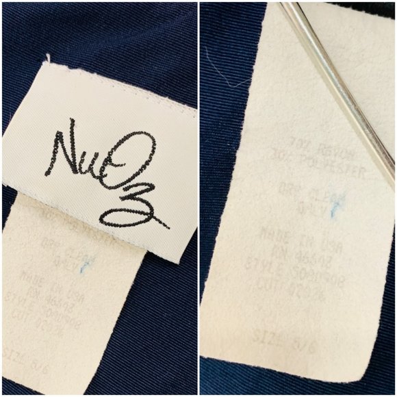 Vintage 1990s Sailor Style Dress Navy Blue White Long Empire Bust Rayon Midi - Picture 10 of 10